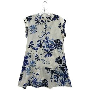 Marie Oliver Lachlan Dress Women’s Size M Mini Blue Batik Floral Print All Over